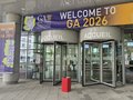 Entrance area with banners for the conference
